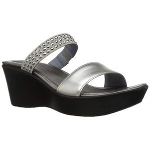 NAOT ‘RESPONSE’ Women’s Size 41  Leather Double Strap Rhinestone Wedge Sandals